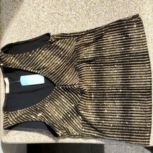 Stretchy Black Cami with Gold Glitter